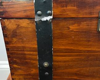 M80 - $30. Decorative Wooden Crates. Leather straps have all been torn off but the boxes themselves are in good condition. All open and can be used for display or storage. Largest is 17" x 9" x 10" tall. 