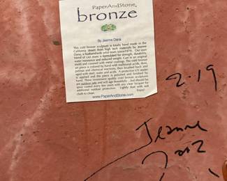 M140 - $60. Original Art by Jeanne Dana. PaperAndStone Bronze. Measures 12" x 16". 