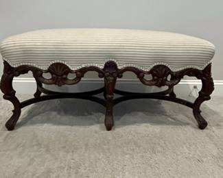 M32 - $60. Upholstered Bench. Measures 40" wide x 19"deep x 18" tall. Has some minor staining on upholstery. 