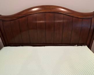 M34 - $225. King Bed Frame. NO Mattress included. Measures 81" wide x 95" long. Footboard is 36" tall. Headboard is 59" tall. 