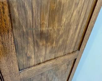 M62 - $225. Antique Oak Chifferobe. Measures 40" wide x 18" deep x 61" tall. Long door has been repaired on the bottom right corner. All drawers slide easily as they should!