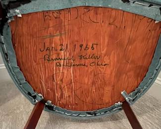 M47 - $35. Single Arm Chair. Measures 24" wide x 19" deep x 34" tall. Velour fabric is more of a green blue than it looks in the photo. 