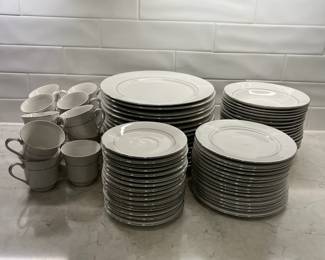 M93 - $150. "Classic Platinum" China.  Service for 16 of most pieces. Some minor wear on the trim. 