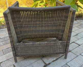 M74 - $175. 3 Piece Set. Chairs are both bouncy chairs - cushions are in good condition. 23" wide x 30" deep. Storage ottoman has removable tray with handles. 17.5" square x 18" tall. All pieces are sturdy!