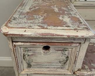 M8 - $175. Shabby Chic Vanity. Measures 41" wide x 18" deep x 72". Drawers all slide!