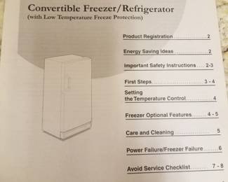 Frigidaire CONVERTIBLE refrigerator/freezer. 