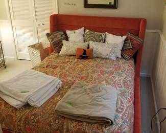 Upholstered queen bed (shown dressed)