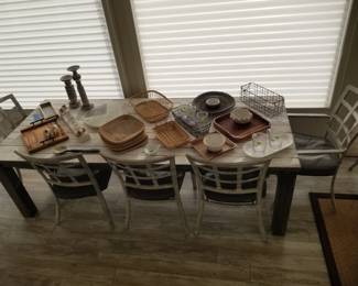 Kingsley Bates outdoor table; serving ware & decor