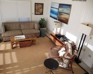 Family room furnishings; Mitchell Gold & Bob Williams couch 