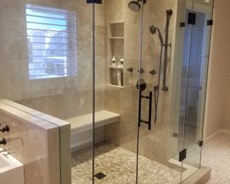 Glass shower surround