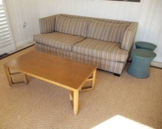 Mitchell Gold & Bob Williams couch; coffee table; stools