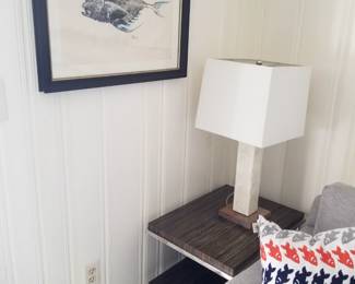 End table; table lamp