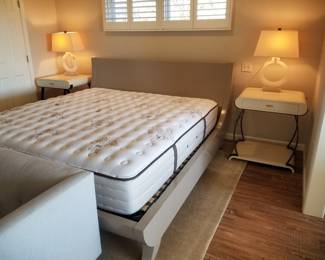 King bedroom suite: king bed; end table by Century; table lamps