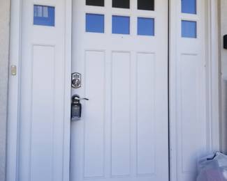 Entry door with two side lights