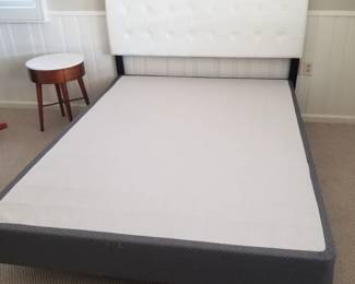 Contemporary full size bed; mattress available but not shown