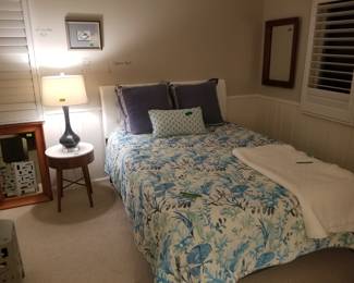 Contemporary queen size bed (shown dressed)