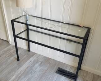 Metal and glass foyer table