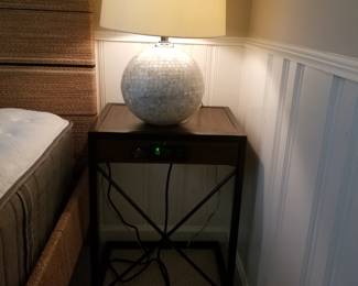 Charging nightstand/end table; table lamp