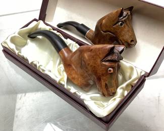 (2) FREDERICK TRANTER BRIAR HORSE HEAD TOBACCO PIPES