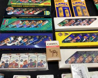 RJR CAMEL CIGARETTES LIGHTERS, HARD PACK CAMEL JOE & CAMEL JOE POKER CARD COLLECTION