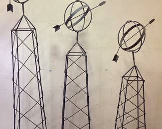 (3) WROUGHT IRON TOPIARY TRELLIS SUNDIALS NO SHIPPING PICKUP ONLY