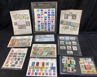 ASSORTED WORLD STAMPS COLLECTION, NEW ZELAND, INDONESIA, POLAND, HONG KONG, VIETNAM, U.S., COMMEMORATIVES, BICENTENNIAL ERA 50 STATES-50 FLAGS, GREECE, NEPAL