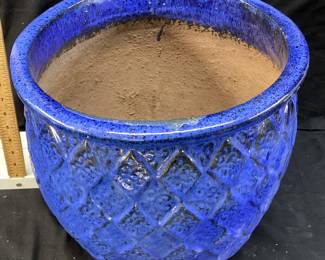 COBALT BLUE CERAMIC PLANTER, 11.5in H NO SHIPPING PICKUP ONLY