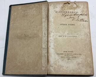 1836 ZINZENDORFF, AND OTHER POEMS BY MRS. L.H. SIGOURNEY
