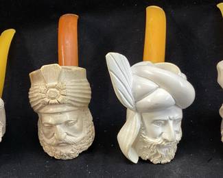  (4) MEERSCHAUM SEPIOLITE SULTAN STYLE TOBACCO PIPES, MADE IN TURKEY