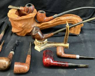 ASSORTED TOBACCO PIPES, ALGERIAN BRIAR MADE IN FRANCE, MEDICO STANDARD BRYLON, YELLO-BOLE, GRAND DUKE DR. GRABOW, IMPORTED BRIAR- WILLARD, THE MAYFLOWER, TRAPWELL, 1 STERLING SILVER BAND PIPE