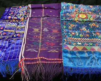(3) HANDMADE EMBROIDERED & BEADED TAPESTRIES