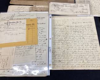 1840s SOLDIER LETTERS TO HOME, PHOTOGRAPHS, 1870s RECEIPTS