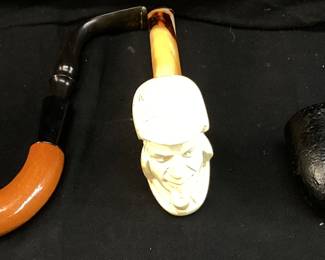 7 VTG. TOBACCO PIPES WITH PIPE STAND & JAR, DUKE DR. GRABOW, BELVEDERE DR. GRABOW, STARFIRE DR. GRABOW, IMPORTED BRIAR, SIGNET