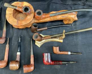 ASSORTED TOBACCO PIPES, ALGERIAN BRIAR MADE IN FRANCE, MEDICO STANDARD BRYLON, YELLO-BOLE, GRAND DUKE DR. GRABOW, IMPORTED BRIAR- WILLARD, THE MAYFLOWER, TRAPWELL, 1 STERLING SILVER BAND PIPE