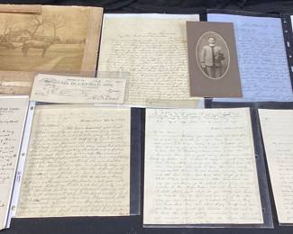  1840s SOLDIER LETTERS TO HOME, PHOTOGRAPHS, 1870s RECEIPTS