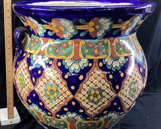 TALAVERA STYLE PLANTER, 21in H, 21in W NO SHIPPING PICKUP ONLY