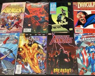  (8) ASSORTED MARVEL COMIC BOOKS, THE NEW AVENGERS, SPIDER-MAN, BLACK WIDOW, DRACULA, CAPTAIN AMERICA & HAWK EYE, FANTASTIC FOUR, AMERICAN DREAM