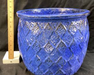 COBALT BLUE CERAMIC PLANTER, 11.5in H NO SHIPPING PICKUP ONLY