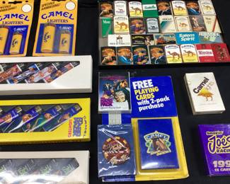 RJR CAMEL CIGARETTES LIGHTERS, HARD PACK CAMEL JOE & CAMEL JOE POKER CARD COLLECTION