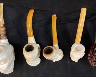 (5) MEERSCHAUM & BRIAR SPAE HAND CARVED TOBACCO PIPES