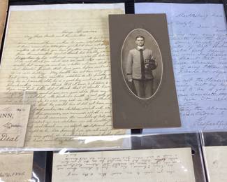  1840s SOLDIER LETTERS TO HOME, PHOTOGRAPHS, 1870s RECEIPTS