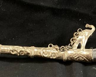 ANTIQUE CLAY ELEPHANT HEAD PAKTONG TOBACCO PIPE