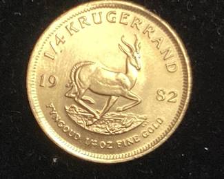 1982 22kt 1/4oz GOLD KRUGERRAND COIN, 8.4