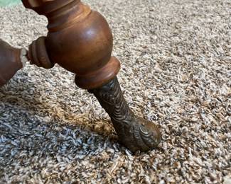 #13 Antique Holtzman and Sons Piano Stool with brass foot and carved wood. - adjustable. As is wea and repairs.. Restored in 1972. 20.5"tall (adjustable lower) 19.5 width $65.00