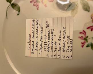 #74 Edelstein Bavaria Bone China - German "Honeysuckle" : Dinner Place Setting $165.00
