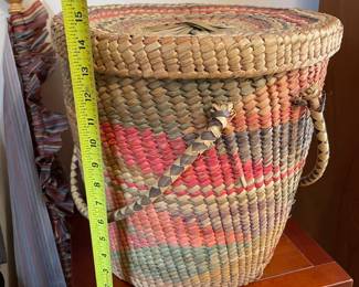 #125 Woven Seagrass Basket with Handles and Lid $45.00