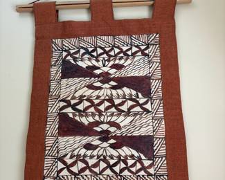 #136 Pair of Textie African Wall Hangings on Bamboo $40.00