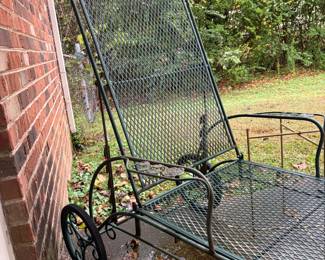 #64 Green Wrought iron Lounger on Wheels $65.00
