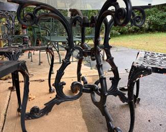 #65 Painted Metal Scroll Patio Set with glass top table - Chair Set of 3 - as is finish chipped $40.00
