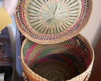 #125 Woven Seagrass Basket with Handles and Lid $45.00